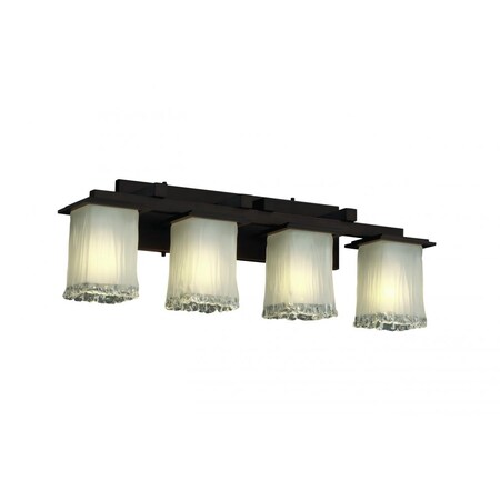 Justice Design GLA-8674-26-WTFR-DBRZ Montana - Four Light Bath Bar, Glass Options: WTRF: White Frosted Glass Shade, Choose Finish: Dark Bronze Finish, Choose Lamping Option: Standard Lamping